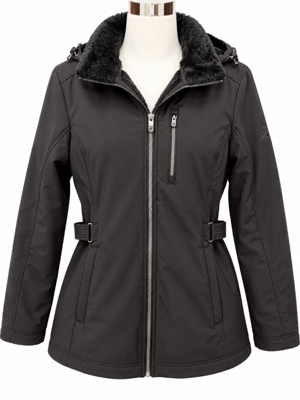 ZeroXposur Women’s Large Black Fleece Lined Softshell Jacket Detachable Hood